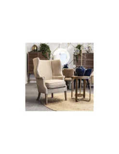 Mesa auxiliar dorada y olmo | Crisal Decoración