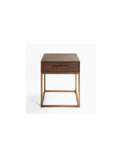 Mesa auxiliar roble y metal | Crisal Decoración