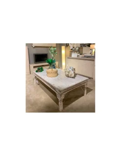 Mesa centro blanco rozado
