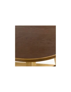 Mesa redonda roble y dorado | Crisal Decoración