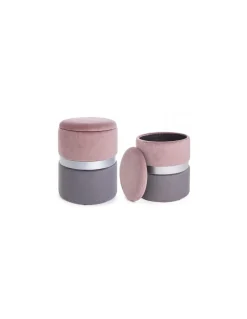 Set 2 Puff Polina Rosa-Gris