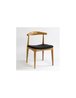Silla Natural asiento negro | Crisal Decoración