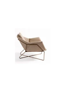 Sillón lino y metal dorado | Crisal Decoración